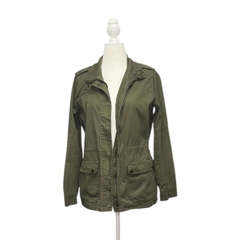 Pre-Loved Blue Rain | Army Green Utility Jacket with Cinch Waist – Size L